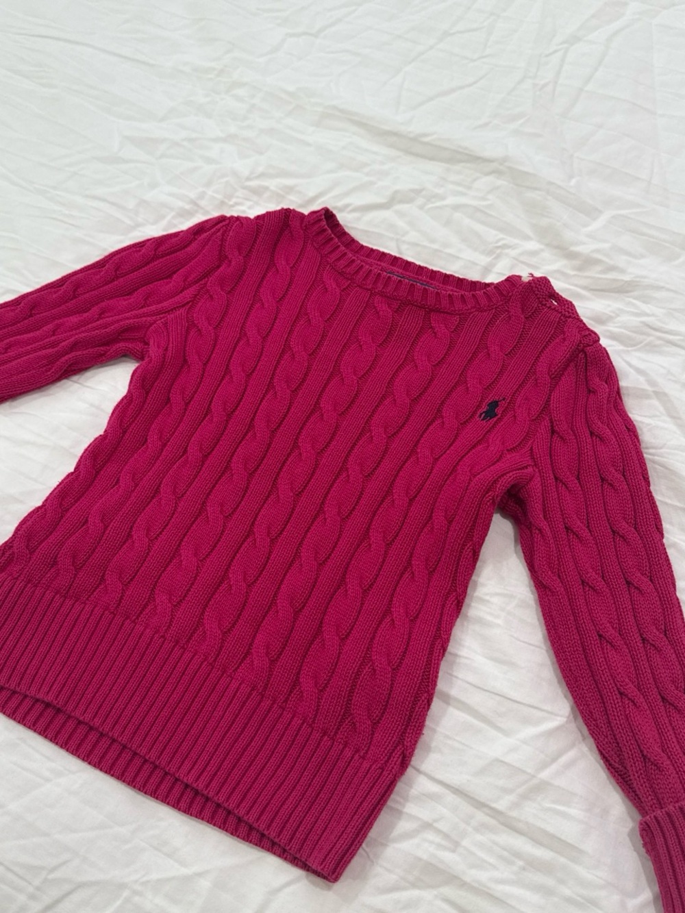 Ralph Lauren Women's Cable Knit Crewneck Sweater - Fuchsia